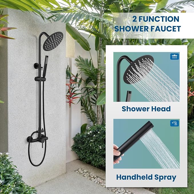 gotonovo SUS304 Outdoor Shower Fixture High Pressure Shower System Wall Mount 2 - Image 2