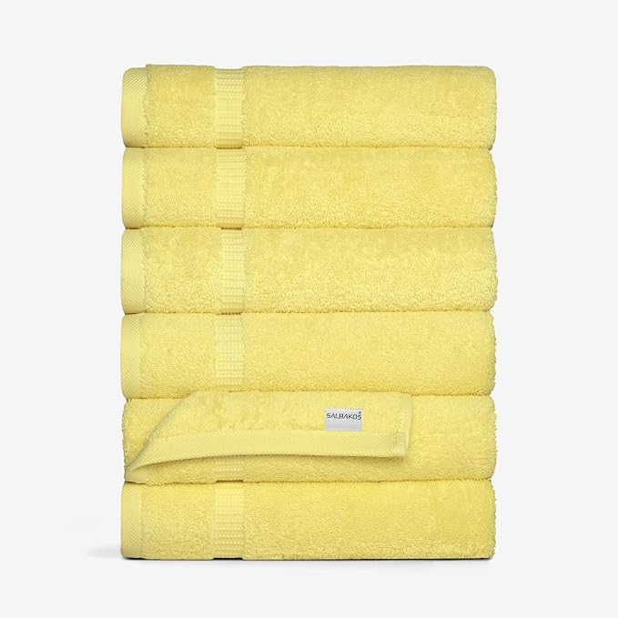 SALBAKOS 100% Turkish Cotton Hand Towel Set of 6 16x30 inch | Heirloom Quality by SALBAKOS