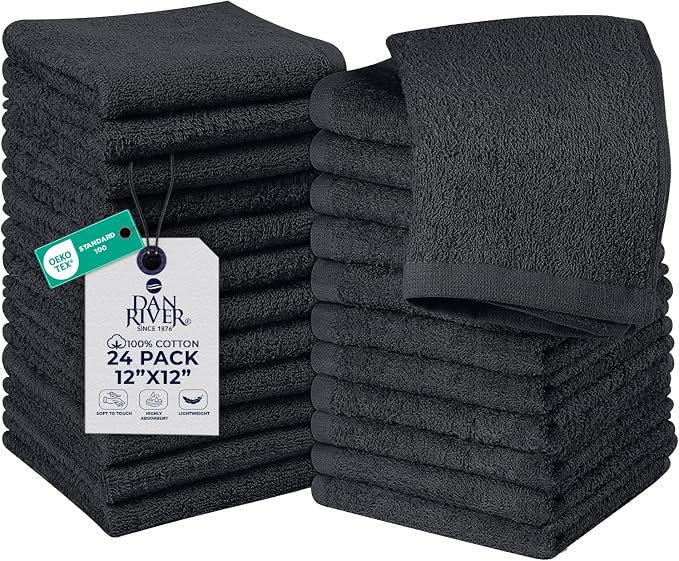 DAN RIVER 24 Pack Wash Cloths for Showering by DanRiver