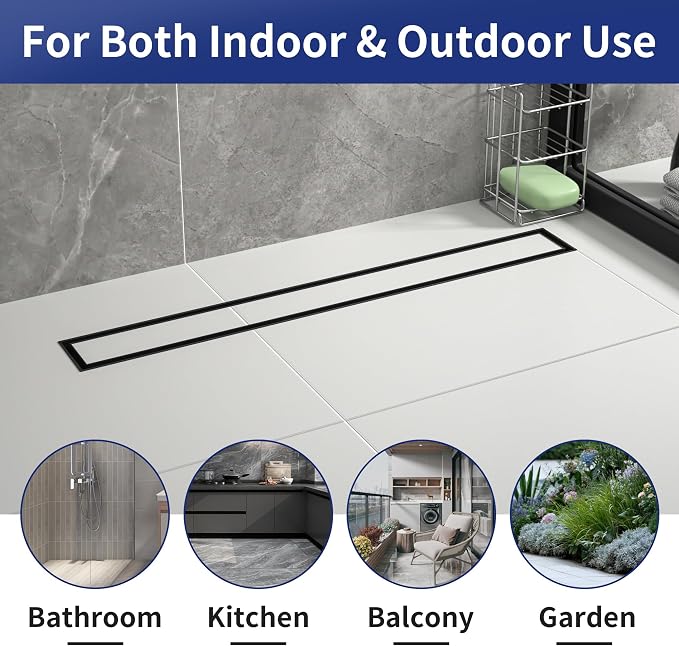 Linear Shower Drain 24", Matte Black Floor Drain - Image 7