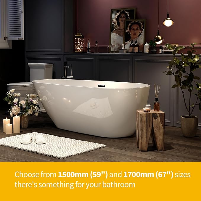 Bathtub with Upturned Ends, CUPC Chrome Drain and Overflow, Built-in Overflow - Image 5