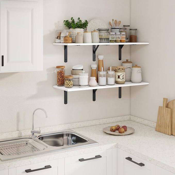 36 Inch White Floating Shelves Wall Mounted, 12 Inch Deep Wall Shelves - Image 2
