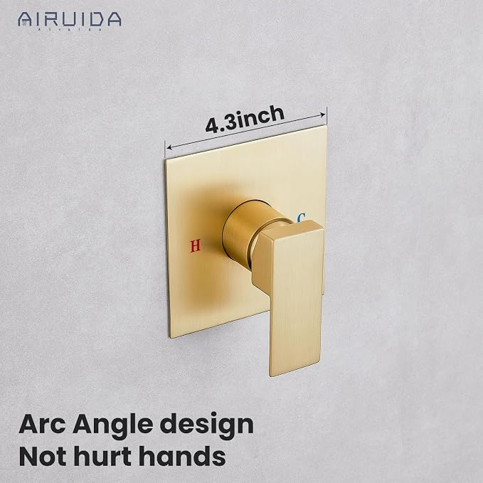 Airuida Square Single-Function Brass Faucet Shower Rough-in Valve Male Thread - Image 3