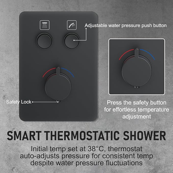 Thermostatic Shower System 13-Inch Rainfall Shower Head - Image 8