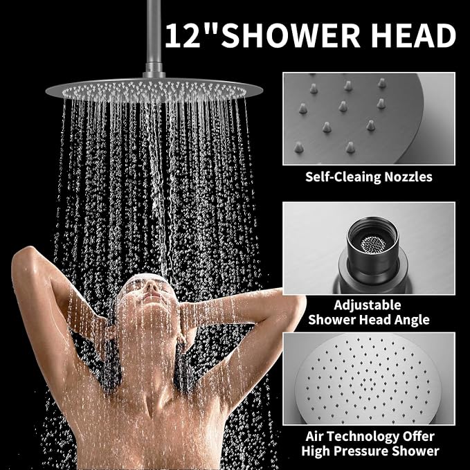 Brushed Nickel Shower System 3-Function Ceiling Shower Faucet Set - Image 2