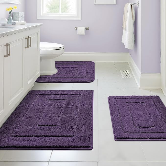 GRANNY SAYS Bathroom Rugs Sets 3 Piece, Soft Absorbent Microfiber Bath Mats by GRANNYSAYS