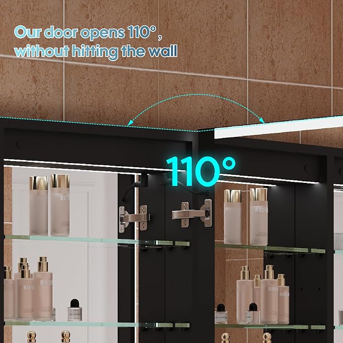 WELLFOR 60" X 30" LED Mirrored Medicine Cabinet, Medicine Cabinets - Image 15