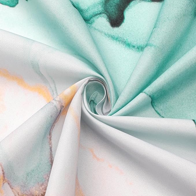 Gibelle Abstract Marble Shower Curtain, Teal Grey Fabric Shower Curtain - Image 4