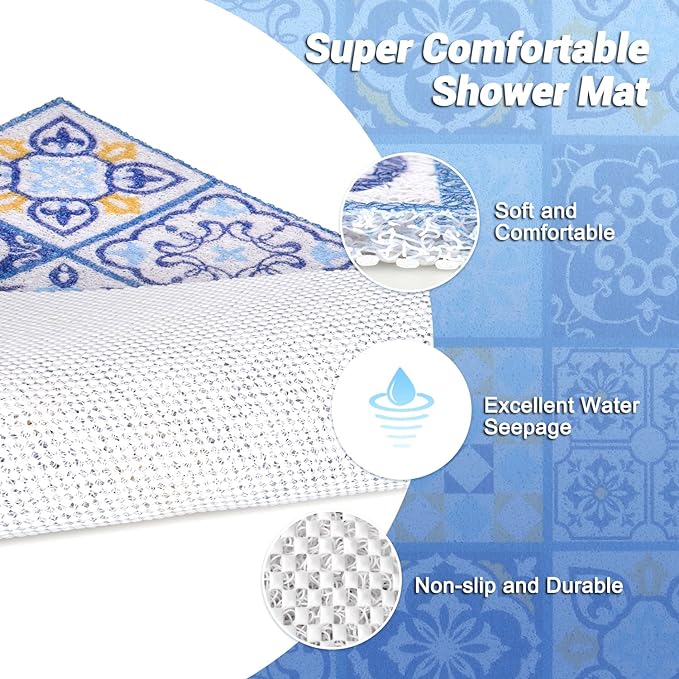 Shower Mat Non-Slip, 24x 24 Inch Square, Soft Comfort Bath Mats - Image 6