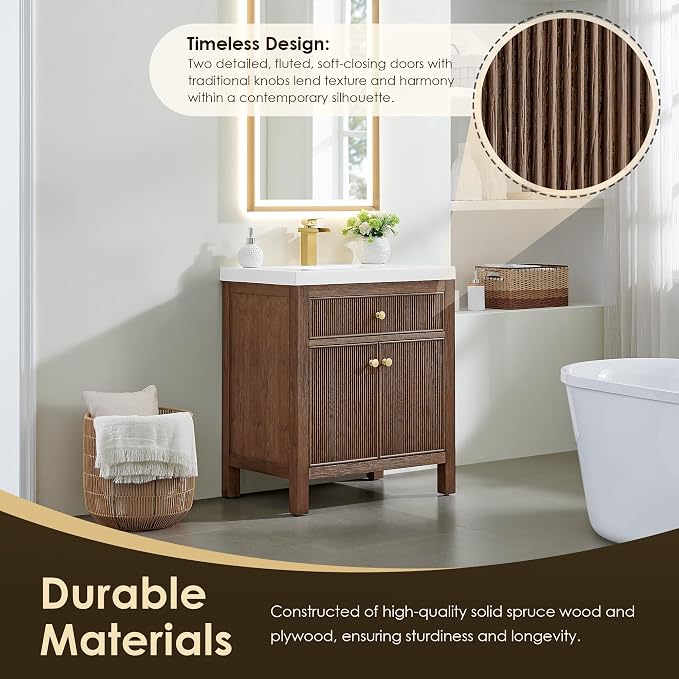 ALTAIR 30 Inch Vanity Bathroom Small Sink Vanities Single Bath Large Storge - Image 3