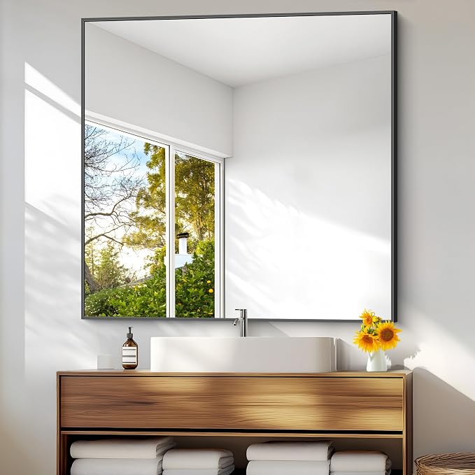 BONEWEI Bathroom Mirror, 48x48 inch Large Wall Mirror - Image 3
