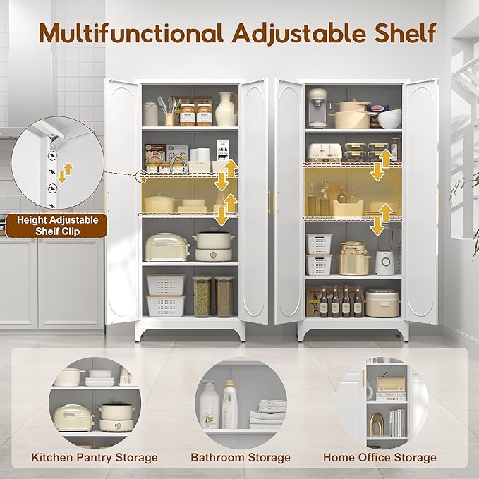 75" Tall Pantry Storage Cabinet, Tall Kitchen Pantry Storage Cabinet - Image 5