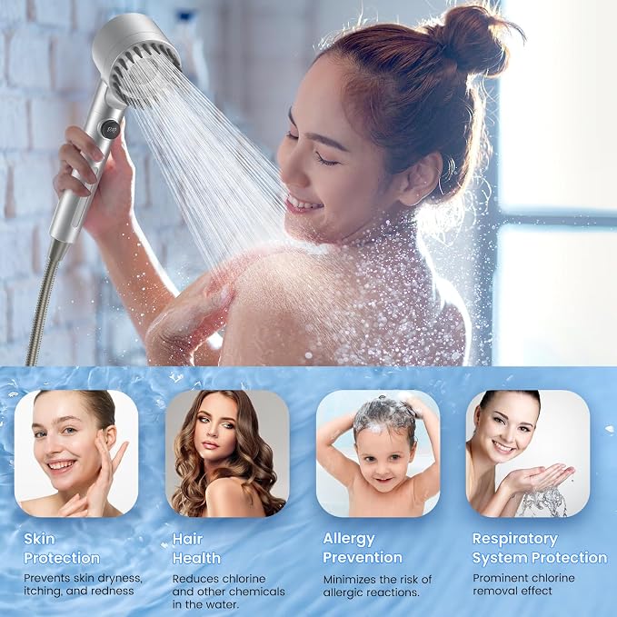 Filtered Shower Head with Handheld, High Pressure Water Flow and Multiple Spray - Image 7