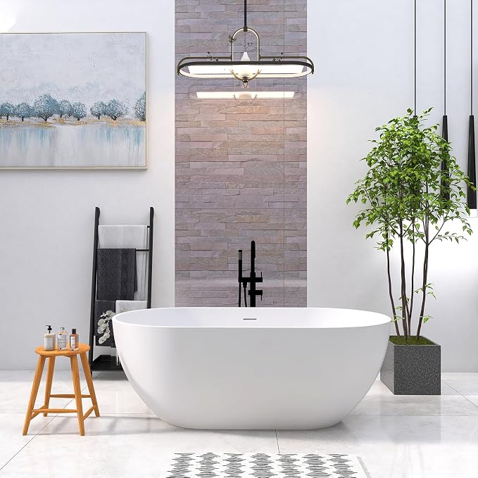 59'' Freestanding Tubs Bathtub Bathroom Solid Surface Resin Stone Bathtubs - Image 7