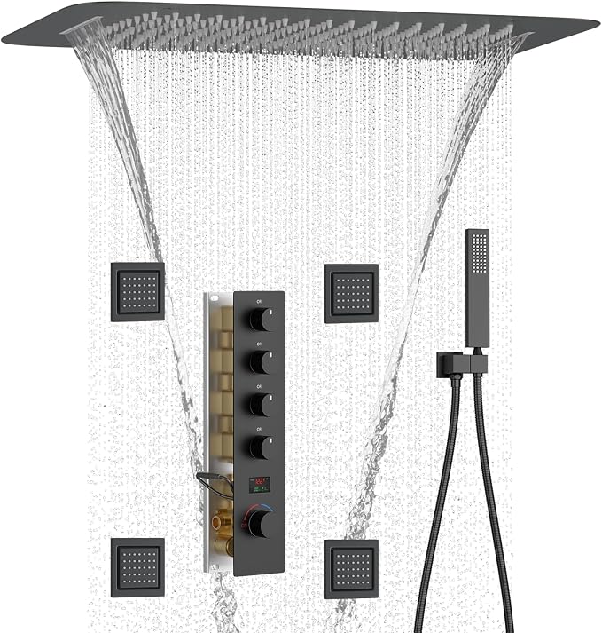 Matte Black Digital Display Shower System by KATAIS