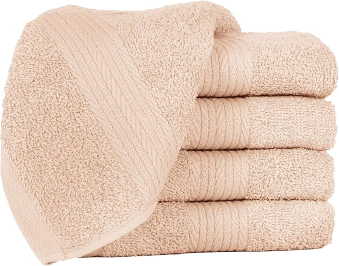 Ample Decor Washcloths Pack of 5 12 X 12 Inch, 600 GSM 100% Cotton Soft - Image 3