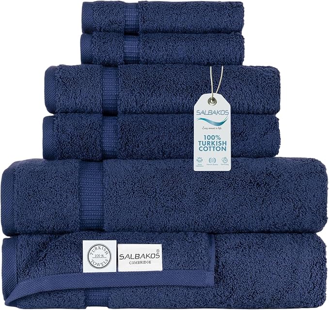 SALBAKOS - Luxury 6 Piece Towel Set, 100% Turkish Cotton, Quick Drying by SALBAKOS