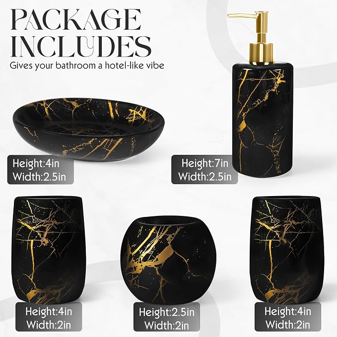 Ceramic Bathroom Accessory Set, 5-Piece Bathroom Accessory Set, Soap Dish - Image 3