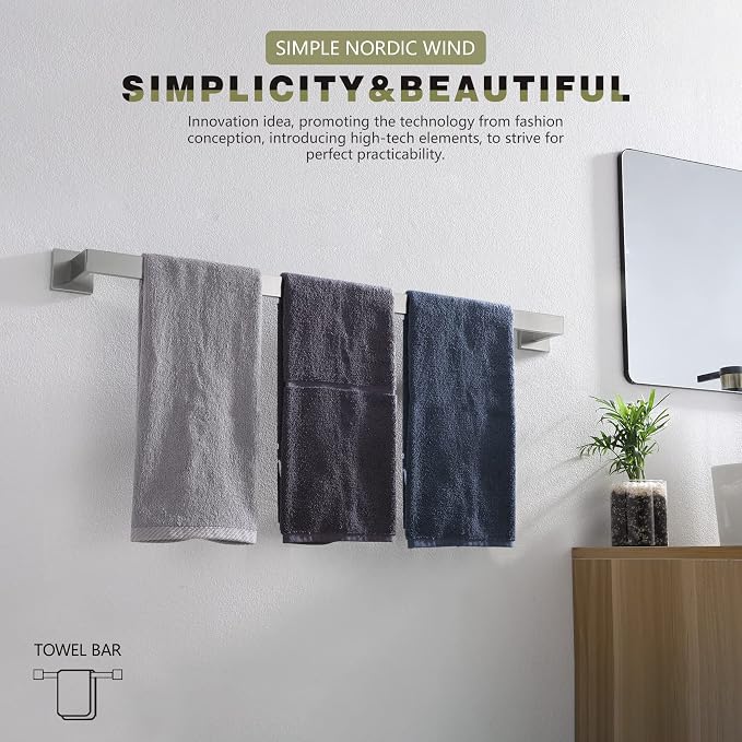 KOKOSIRI 32-Inch Single Towel Bar, Bathroom Kitchen Towel Holder, Wall Mounted - Image 7