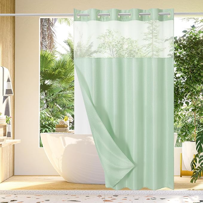 Gibelle No Hook Waffle Weave Shower Curtain by Gibelle