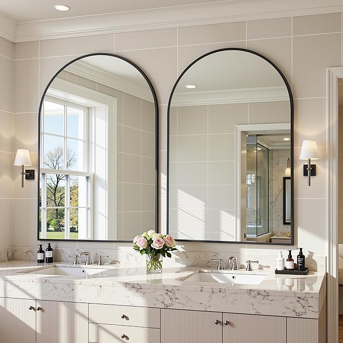 Arched Mirror 24"x36", Bathroom Mirror, Wall Mounted Vanity Mirror - Image 2