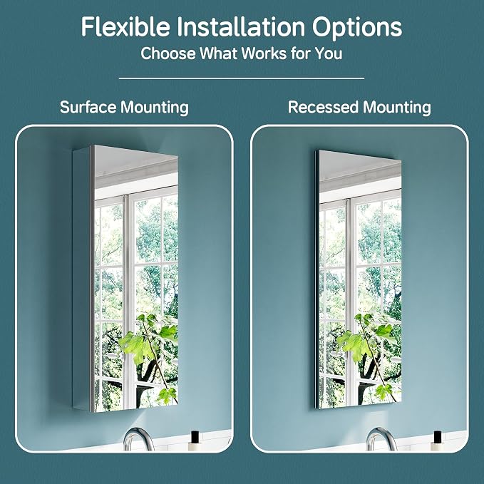 12"x30" Medicine Cabinet Mirror, Aluminum Silver Recessed Medicine Cabinet - Image 7