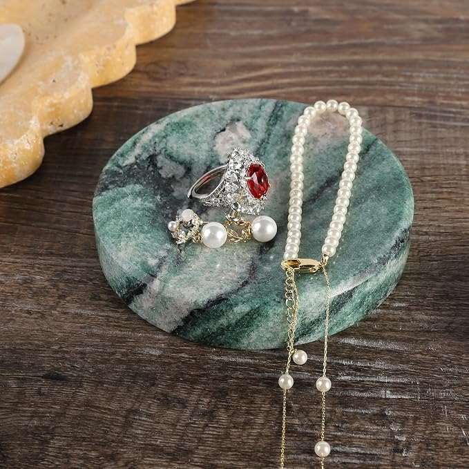 Koville Luxury Stone Jewelry Dish, Small Round Trinket Tray - Image 5