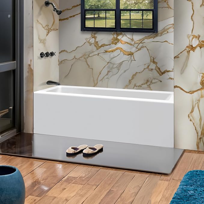 Fine Fixtures Acrylic, Fiberglass Alcove Soaking Bathtub by Fine+Fixtures
