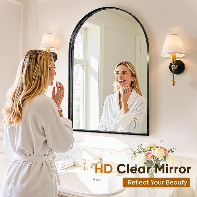 Arched Mirror 22"x30", Bathroom Mirror, Wall Mounted Vanity Mirror - Image 4