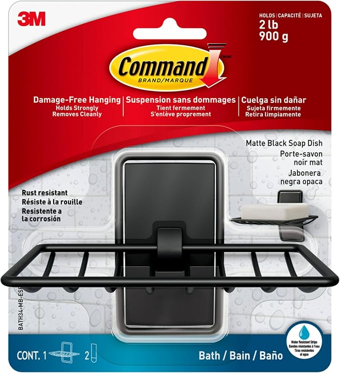 Command Soap Dish for Shower, Damage-Free Hanging, No Tools Soap Holder for by Command