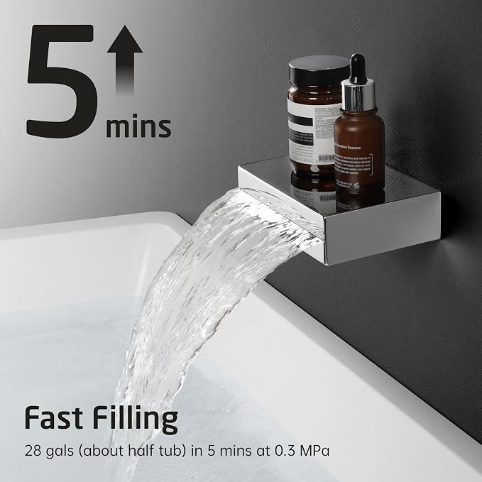 KES Chrome Shower System with Tub Spout Bath Shower Faucet Set 10 Inch Rain - Image 7