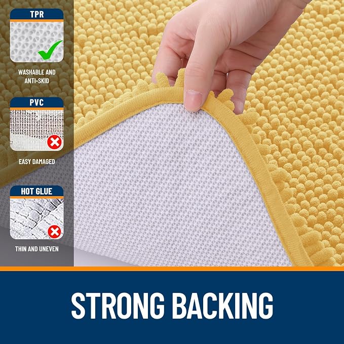 OLANLY Bathroom Rugs Sets 2 Piece, Soft Absorbent Chenille Bath Mats and - Image 5