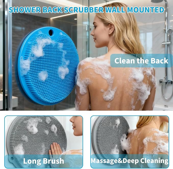 2 Pack Shower Foot Scrubber & Shower Back Scrubber Wall Mounted - Image 4