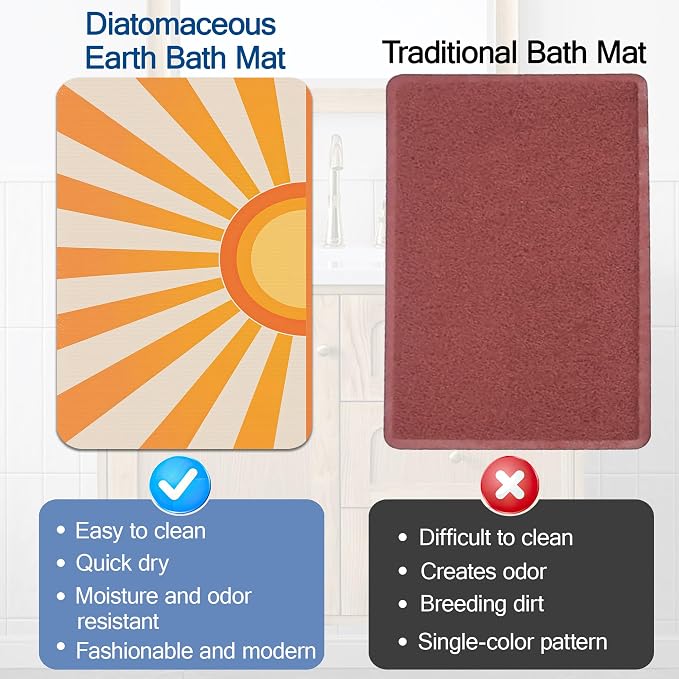 Retro Sun Bath Mat for Bathroom, Washable Cover Floor Rug Carpets Floor Mat - Image 5