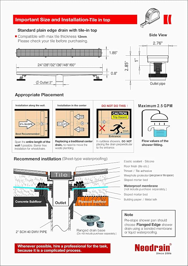 Neodrain 60-Inch Linear Shower Drain - Image 9