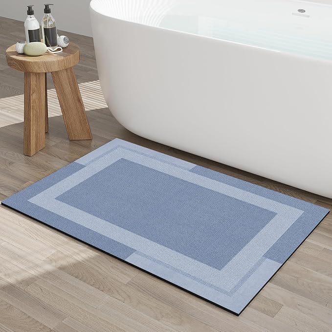 Non Slip Bath Mat, Rubber Backing Ultra Thin Bathroom Rugs Fit Under Door Quick by YDKGL