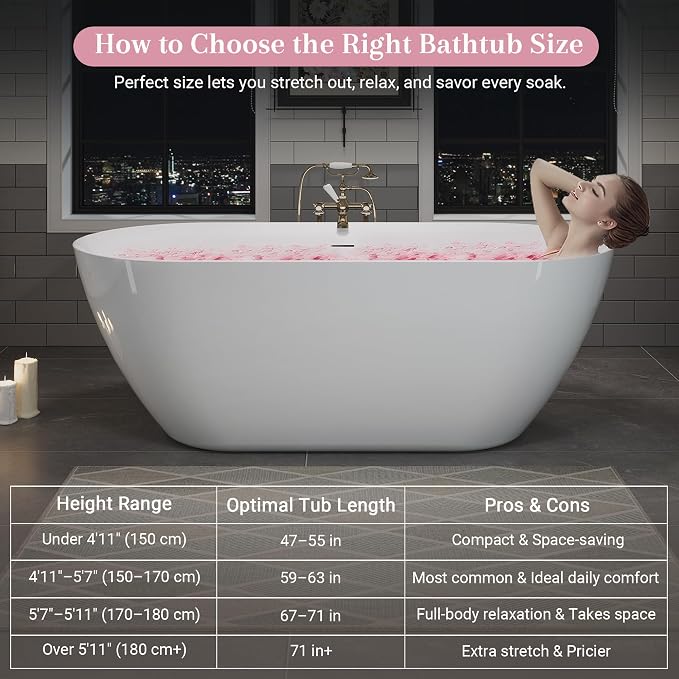 ABRUZZO 60" Acrylic Freestanding Bathtub - Image 5