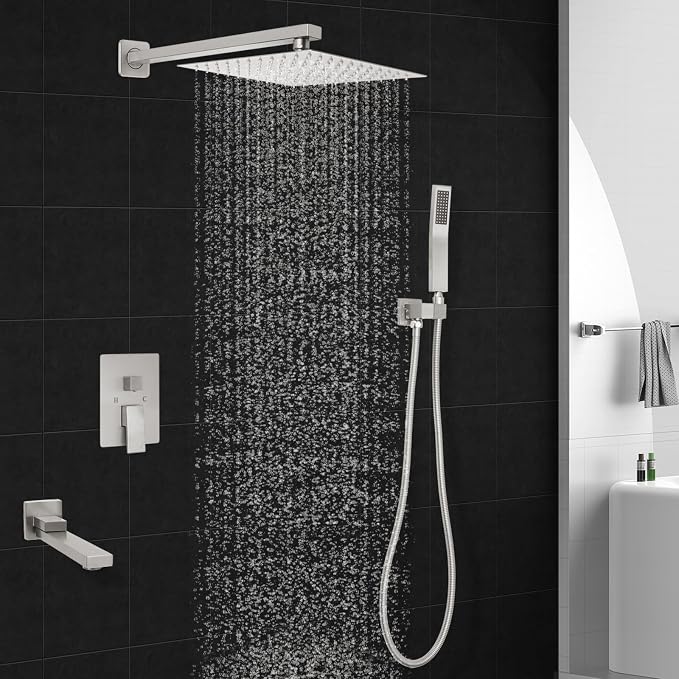 12 inch Square Shower Head and Handheld Set, Gasecoet Shower System - Image 7
