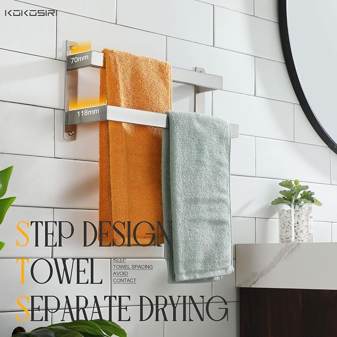KOKOSIRI Hand Towel Bars 16 Inches Bathroom 2-Tiers Ladder Towel Rails Towel - Image 6