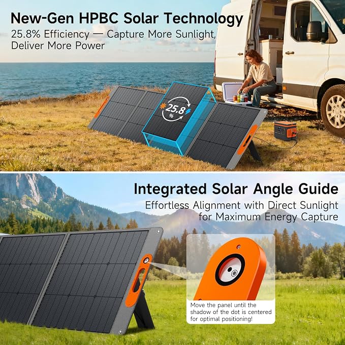 280W Portable Solar Panel for Power Station, 25.8% High Efficiency HPBC Solar - Image 2