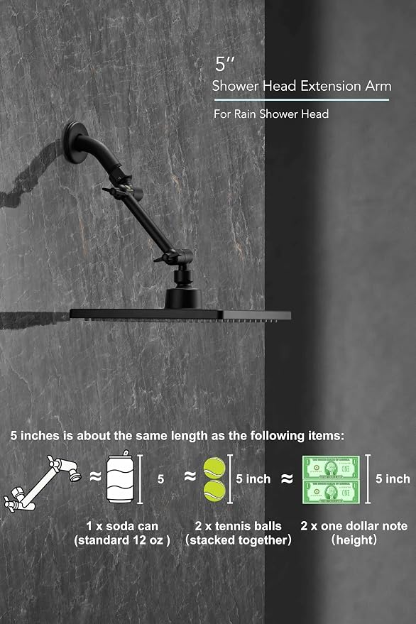 5 Inch Adjustable Shower Head Extension Arm - Image 8