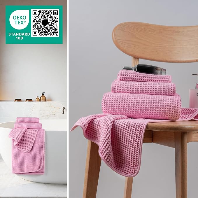 New Microfiber Waffle Bath Towels, 3 Pieces, Fast Drying, Lint Free, Includes - Image 4