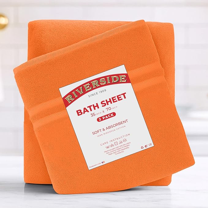 RIVERSIDE Pack of 2 Extra Large Bath Sheets 35 x 70 Inches - Image 7