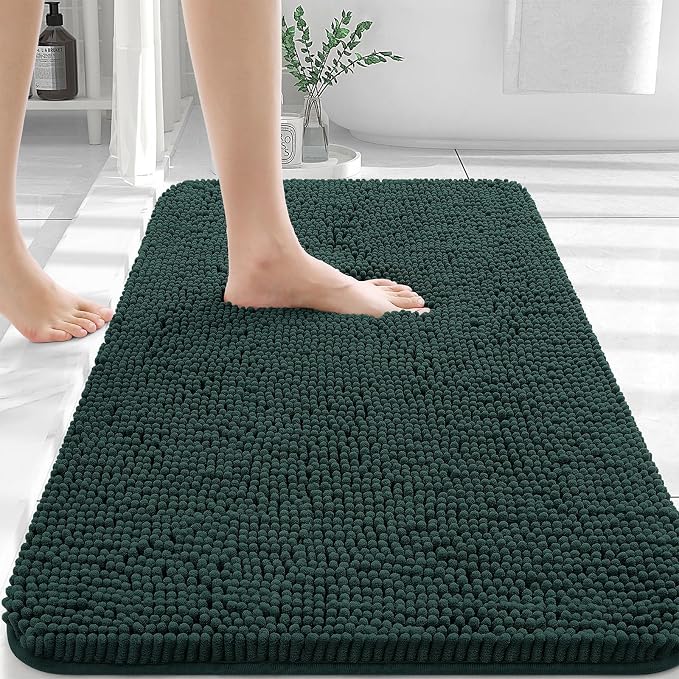 OLANLY Bathroom Rugs 30x20, Extra Soft Absorbent Chenille Bath Rugs, Rubber by OLANLY