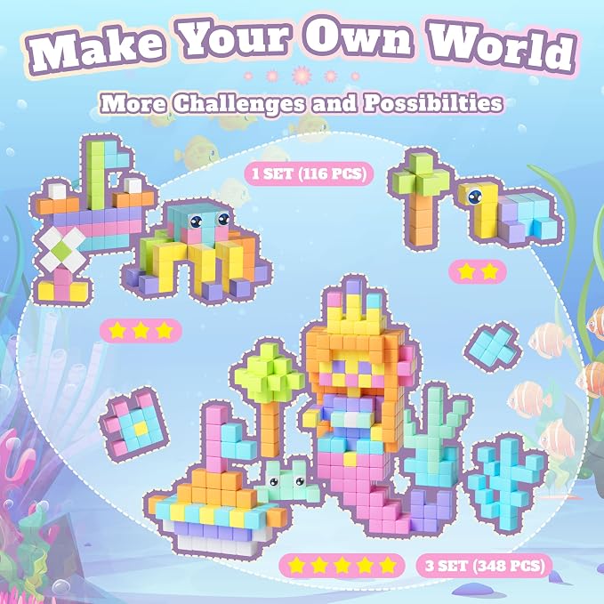 116 PCS Magnetic Blocks Set, STEM Educational Preschool Sensory Toys - Image 5