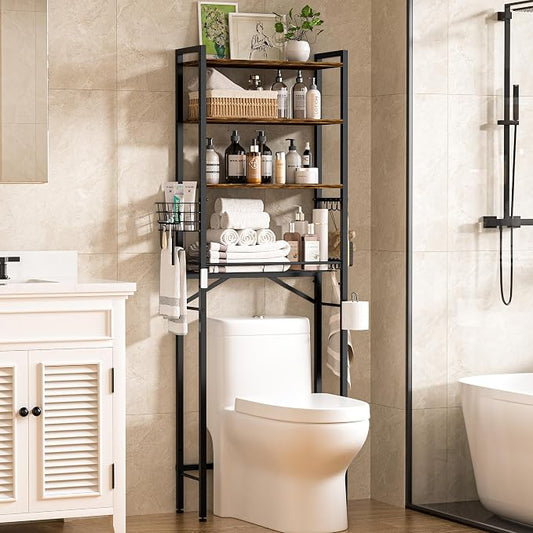 TETOTE Over Toilet Bathroom Organizer, 4-Tier Bathroom Over The Toilet Storage by TETOTE