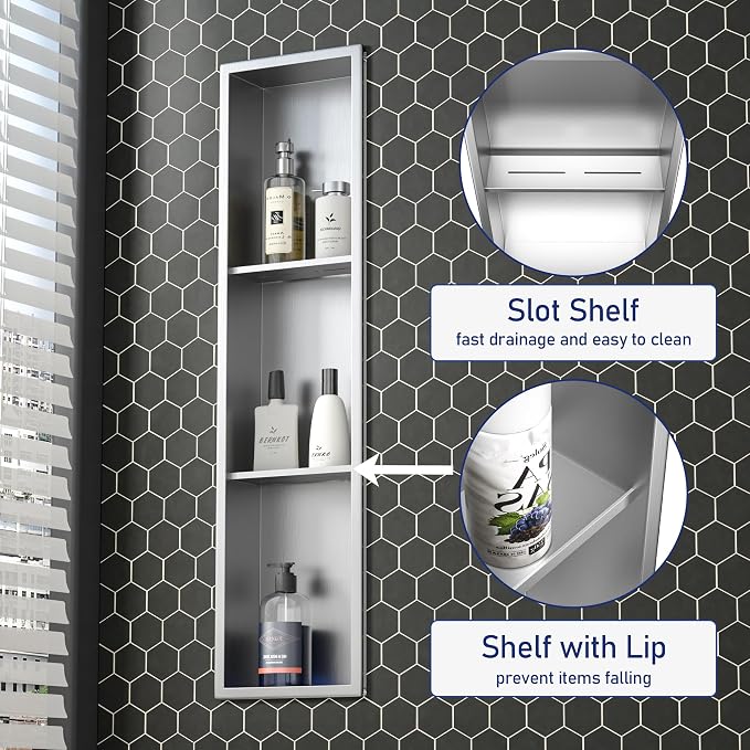 Stainless Steel Shower Niche 8"×36" - Image 4