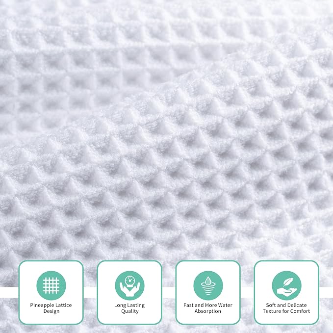 New Microfiber Waffle Bath Towels, 3 Pieces, Fast Drying, Lint Free, Includes - Image 2