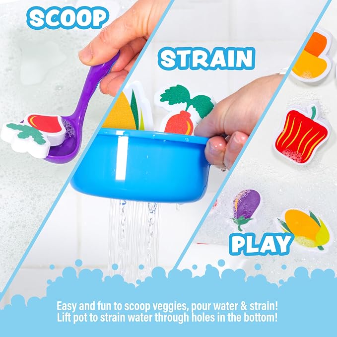 Tub Works® Tub Soup™ Scoop, Strain & Play Toddler Bath Toy | Floating Foam - Image 3