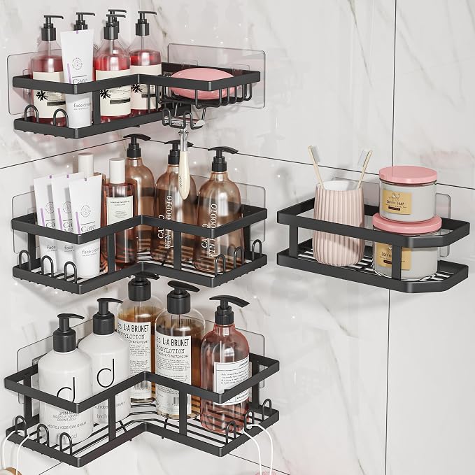 Shower Caddy Corner with Soap Holder, No Drilling Shower Shelves-Rustproof by YOUVIP